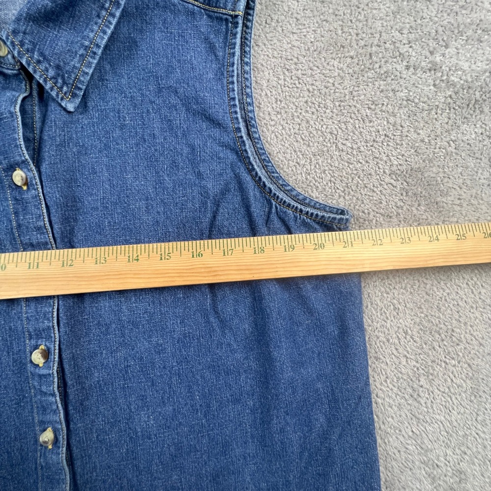 Vintage Denim Vest Top Women‎ XL Blue Sleeveless Casual Classic Cherokee - Picture 5 of 10